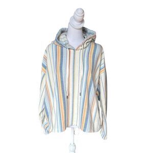 ONeill Fleece Stripes Hooded Chunky Oversized Soft Drawstring Womens Large